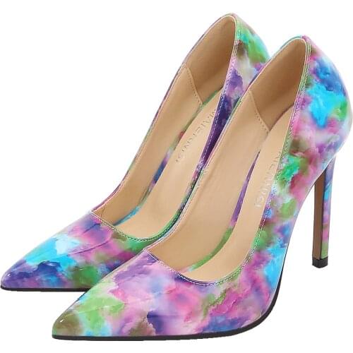 Women shoes Plus:35-45 46 Sexy Stiletto colourful shoes woman 11cm thin heels Pumps Pointed Toe zapatos mujer ladies shoes