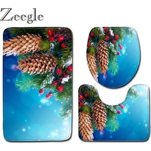 Zeegle Bathroom Mat Set Anti-slip Kitchen Carpet Bathroom Rug Shower Mat Absorbent Toilet Rug Foot Mat Washble Bathroom Rug Set