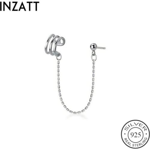 INZATT Real 925 Sterling Silver Tassel Chain Drop Earrings For Fashion Women Minimalist Fine Jewelry Hiphop Accessories 1piece