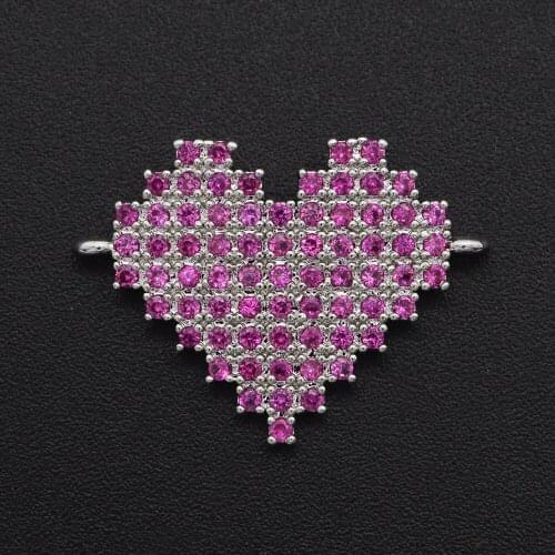 17x24mm 100% CZ Zircon DIY Jewelry Love Heart Shape Connectors Charm Wholesale Custom Orders Welcome Factory Sale
