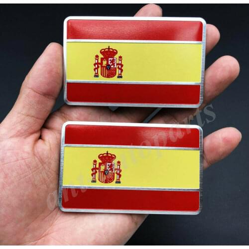 2x Metal Spain Spanish Flag Car Emblem Badge Motorcycle Sticker Decals Fairing