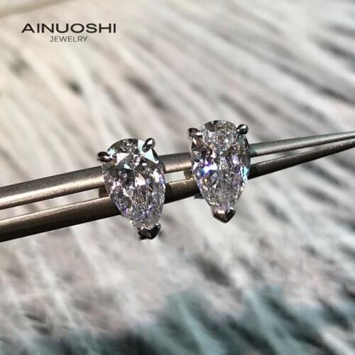 AINUOSHI 925 Sterling Silver 5x8mm Pear-shaped Simulated SONA Diamond Simple Stud Earrings For Favorite Ladies Gifts