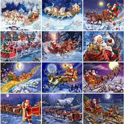 Evershine Diamond Painting Full Drill Santa Claus Diamond Embroidery Christmas Needlework Cartoon Beaded Rhinestones Home Decor