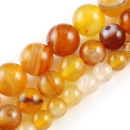 6/8/10mm Yellow Sardonyx Beads Natural Agates Round Loose Stone Beads for Jewelry Making DIY Bracelets Necklace Supplies 15