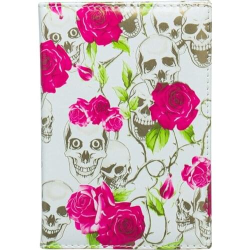 Zoukane Fresh Flowers Skull PU Leather Passport Holder Passport Case Passport Wallet Passport Clip Travel Accessories ZSPC46