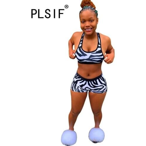 Decorative Pattern Deep V Neck Sleeveless Crop Top And Hot Short 2 Pieces Set Sexy Tight Club Party Tracksuits