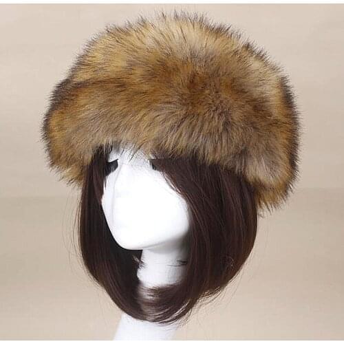 Man Women Fur Hats Tick Fuffy Warm Authentic Fox Fur Hat Headband Autumn Winter Russian Thick Fashion Hat