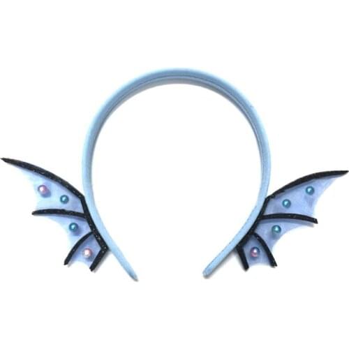 Women Girls Halloween Elf Headband Batwings Fins Ears Fairy Hair Hoop Shiny Imitation Pearl Jewelry Festival Headpiece C1FE