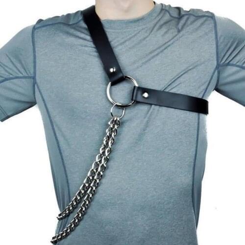 Fetish Men Gothic Gay Lingerie Chest Harness Belt Erotic Leather Gay Clothes Sexual Body Harness Strap Rave Costumes Accessories