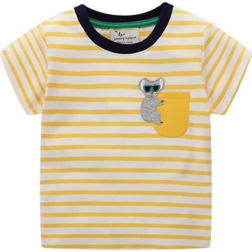 Jumping meters new designed baby boys cartoon t shirt kids cute short sleeve summer t shirt with printed some animals 2019