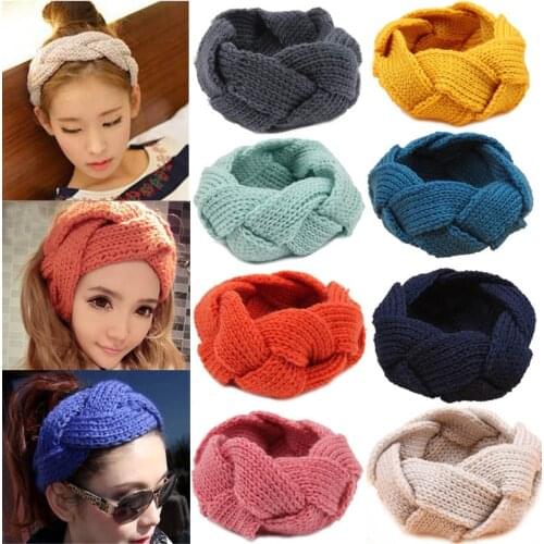 16 Colors Knitting Wool Headband Braid Weaving Hair Bands For Women Autumn And Winter Stripe Women Hair Accessories