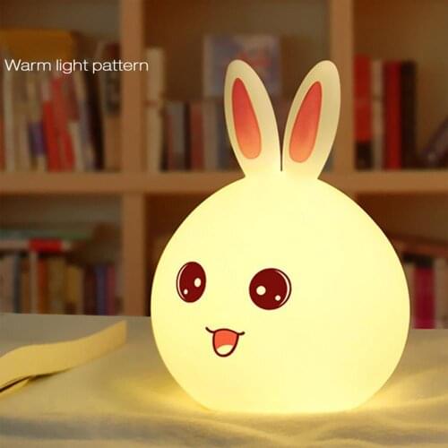 LIGINWAAT New Rabbit LED Night Light For Children Baby Kids Bedside Lamp Multicolor Silicone Touch Sensor Control Nightlight