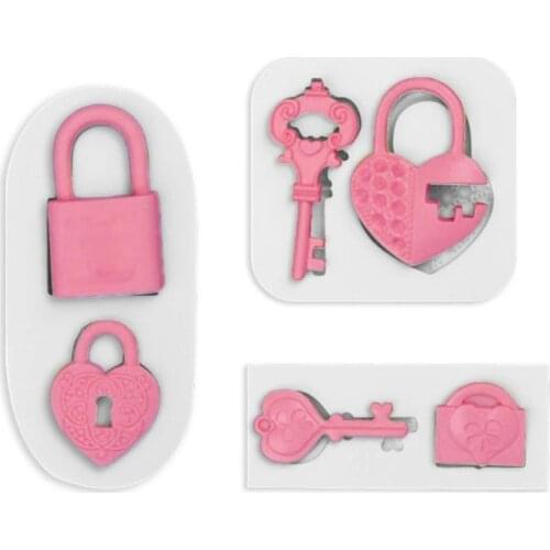 Loving Heart Lock Key Silicone Sugarcraft Mold Cupcake Chocolate Baking Mold Fondant Cake Decorating Tools