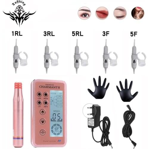 New Tattoo Machine Kits Digital Rotary Tattoo Machine Pen Set Permanent Makeup Machine Eyebrow Lip Pen Kits For Tattoo Supplies