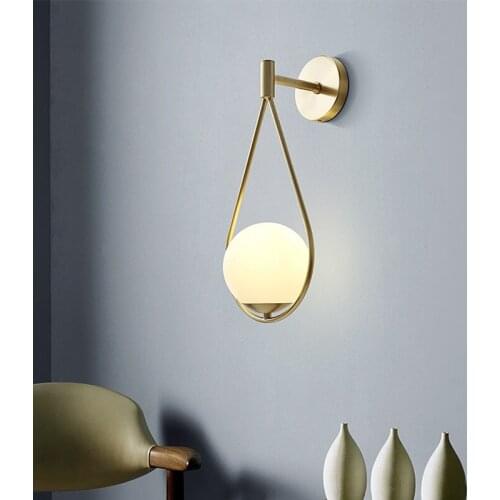 Copper Light Luxury Wall Lamps Nordic Living Room Background Wall Lights Creative Staircase Aisle led Light Bedroom Bedside Lamp