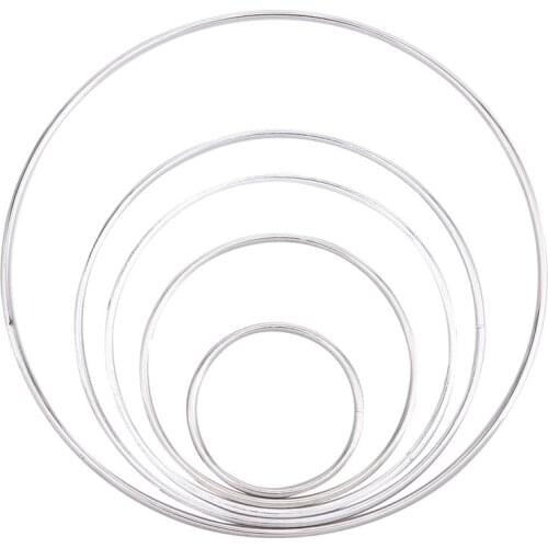 5pcs Metal Dream Catcher Dreamcatcher Ring Macrame Craft Hoop DIY Accessory(Silver, 50mm, 80mm, 100mm, 120mm and 160mm)