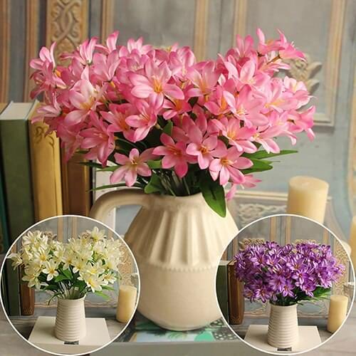 Lovely Artificial Mini Lily Flower Bouquet Home Wedding Decor 24 Flowers on 1 Piece