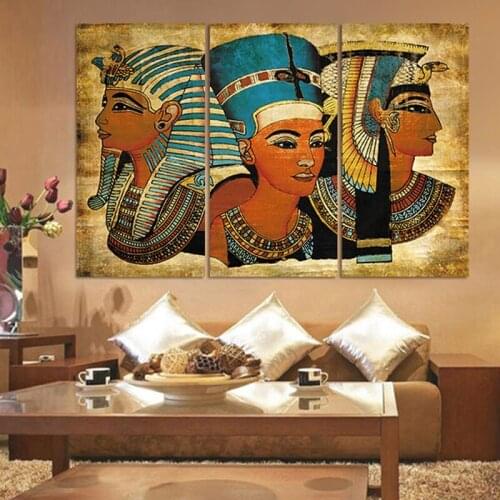 Frame Modular Painting Wall Art Poster HD Printed Modern Canvas 3 Pieces Pharaoh Of Ancient Egypt Living Room Home Decor Picture
