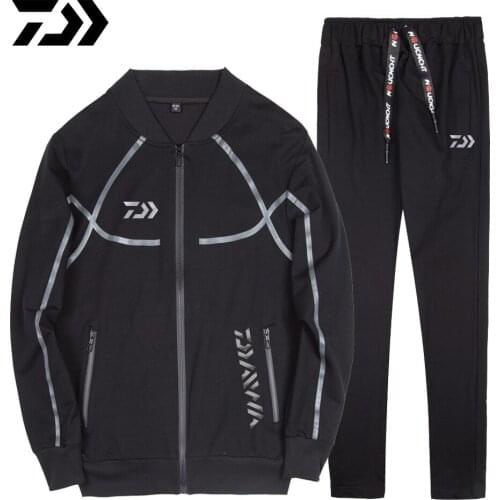 New Men Sportswear Hoodies Set Spring DAIWA Fishing Clothing Outdoor Sport Warm Fishing Jacket And Fishing Pants DAWA Clothes
