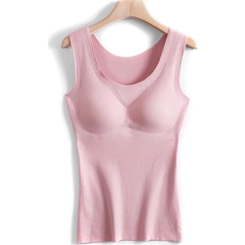 NEW 2020 Autumn Winter Thermal Underwear Vest Camisoles & Tanks with Bra New Women Tanks Warm Underwear Women Top