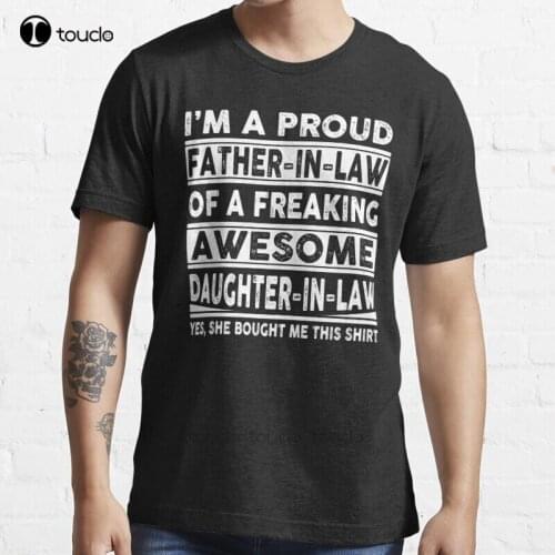 New I'M A Proud Father In Law Of A Freaking Awesome Daughter In Law T-Shirt Cotton Men Tee Shirt