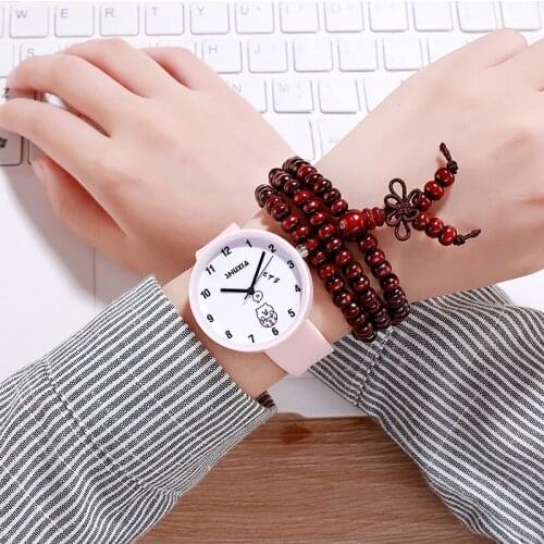 New ideas for middle school students quartz watch young girl heart candy color bear the niche watch cartoon show white