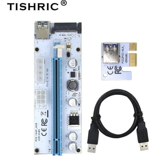 TISHRIC VER008S PCI-E Riser Card Pcie 1X To 16X Extender USB 3.0 Riser Cable 4Pin To 15Pin SATA Mining Riser For Video Card