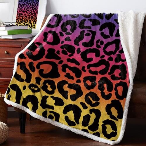 Leopard Print Animal Skin Texture Gradient Throw Blanket Soft Fleece Blankets Winter Blanket Portable Picnic Blankets Bedclothes