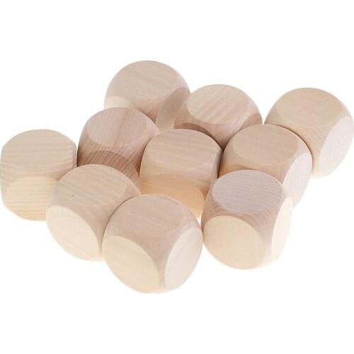 10 Pieces / Pack D6 40mm Empty Wooden Cubes for D&D MTG Board Games DIY