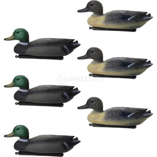 6 Pcs 3D Lifelike Hunting Duck Decoy Hunting Docoy Floating Lure w/ Keel for Outdoor Hunting Fishing Garden Yard Pool Ornaments