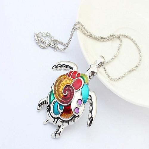 Wedding party Multi-Color Tortoise Pendant Necklace Turtle Drop Hook Earrings Jewelry Set parrure bijoux femme