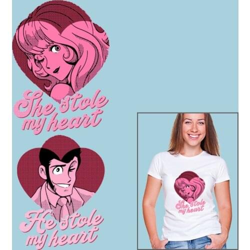 Cartoon character Pink Pictures Heat-sensitive patches Heat Transfer PVC Patch Applique on Clothes Garment Accessories