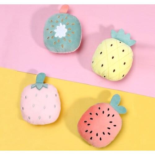 Interaction Dog Toy Sound Plush Bite Resistant Cute Cartoon Fruits Shape Pet Chew Toys Squeaky Durable Playing Pets Accessories