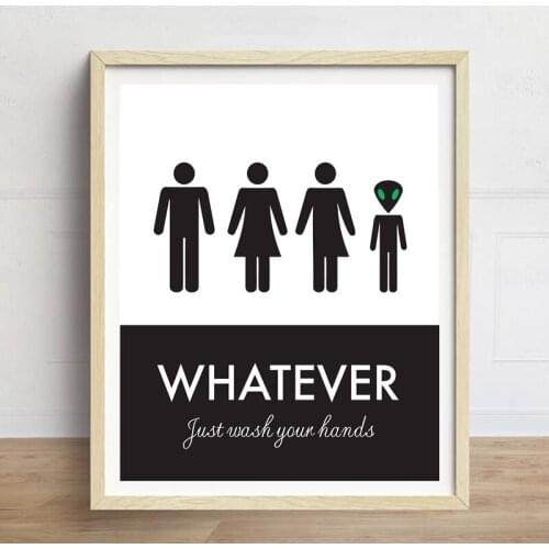 Funny Unisex Toilet Sign Print Wall Art Poster , Wash Your Hands Funny Toilet Canvas Bathroom Art Decor Painting Wall Picture