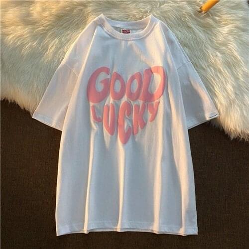 Summer Women T-Shirt Simple Heart Letter Print Female Short Sleeve T-shirt Femme Tops Student Loose Tops Clothing Women