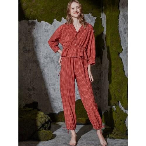 Womens Pajamas Pijama Pyjama Set Sleepwear Comfortable Home Lounge Suit ClothesSexy Vneck Cute Nightwear Nightgow Cotton Female
