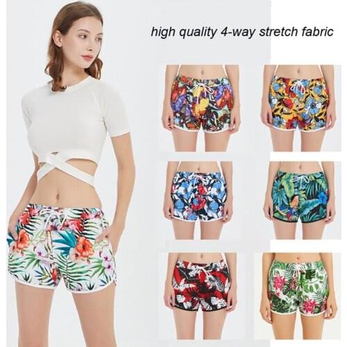 Women Beach Shorts Quick-drying Loose Beach Pants High Waist 1/2 Length Swimming Trunks Female