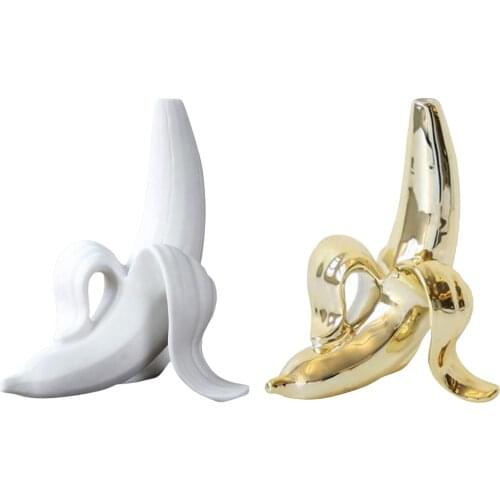 1pc Banana Vase Ceramics Flower Vase Bud Vase Bedroom Photo Props Decoration