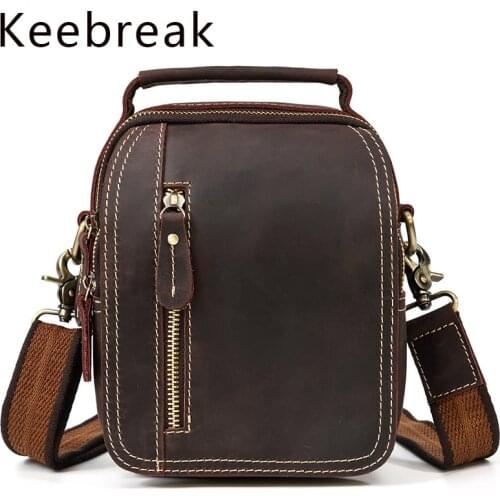 100% Genuine Leather Men Shoulder Bags Husband Crazy Horse Leather Small Messenger Crossbody Bag Male Cross Body Men Bags 2021