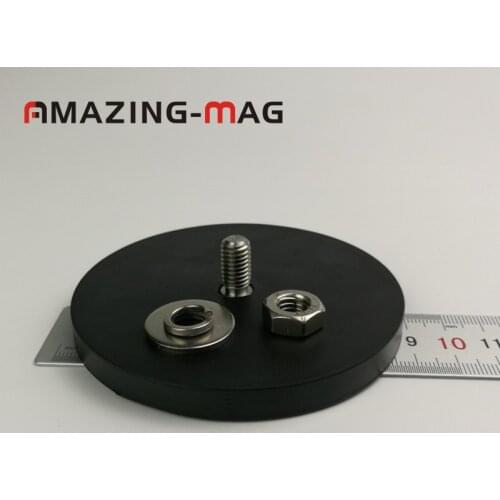 2pcs D88mm Powerful Neodymium 52 Magnet Strong with Rubber and Thread M8*15mm Magnets Led Camera Magnetic Material Fixed Base