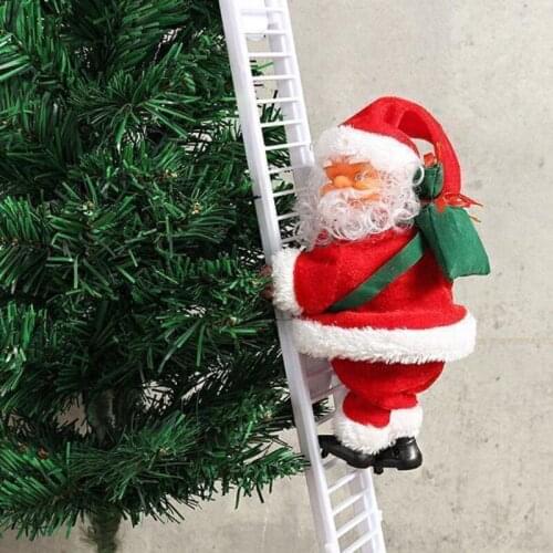 2020 Christmas Tree Hanging Ornament Door Wall Decoration Santa Claus Climbing Ladder Electric Santa Claus Doll Home Decor