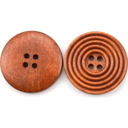 500PCS Brown Wooden Buttons 4-holes Buttons 25MM Sewing Scrapbooking DIY Clothing Accessories