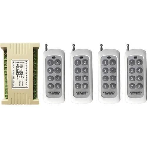 500m AC 220V 8 CH Channel 8CH RF Wireless Remote Control LED Light Bulb Switch System Receiver + Transmitter, 315 433 MHz