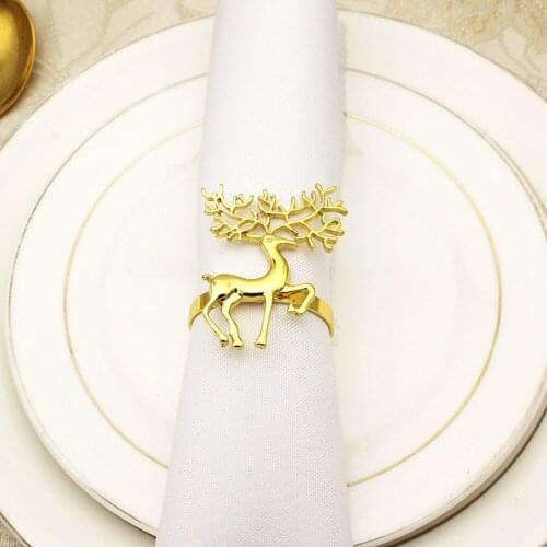 6pcs Alloy Napkin Holder Cute Deer Napkin Ring For Bar Restaurant Christmas Wedding Party Supplies