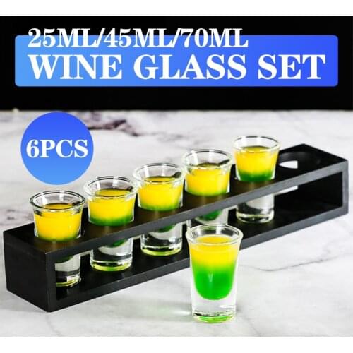 6pcs Shot Glass Whisky Shot Glasses Mini Glass Cups For liqueur Vodka Glass + 6-hole Cup Holder Tequila Cups Holder Rack Barware