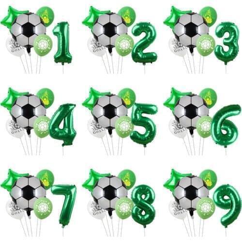 6pcs Football Party Balloons 32inch Digital Foil Helium Kids 1 2 3 Year Birthday Decorations Kids Toys Air Globos Anniversaire