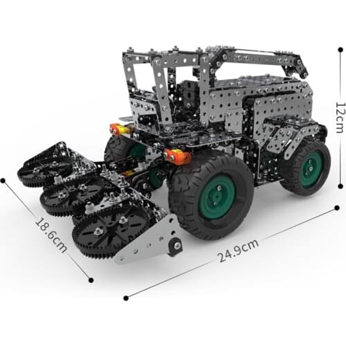 600Pcs+ 3D Metal Farm Machine Series Gear Drive Model Building Kit Wheat Harvester Planter Assembly Toy