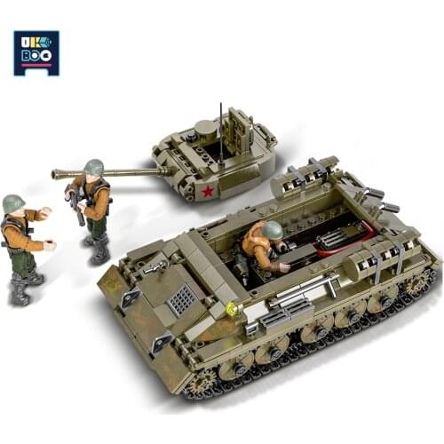 854PCS Military T-34 Medium Tank WW2 Building Blocks For Children Army Weapon Assembling Model Tanks Bricks Soldier Kids Gift