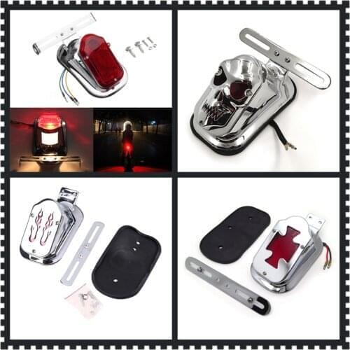 Aftermarket free shipping motorcycle parts Red Tombstone Brake Tail Light Signal For Harley Davidson Bike Chrome