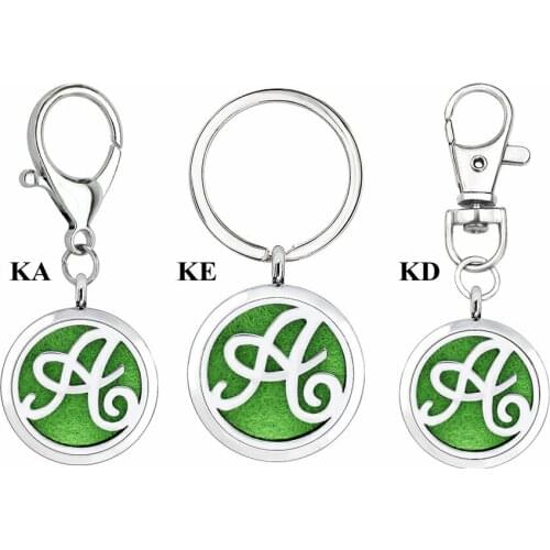 English letters A-Z 12 Star Signs Leo 30mm essential oil aromatherapy locket key chain diffuser locket keyring Free 5pads